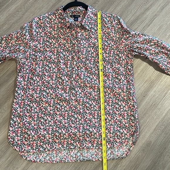 GAP Women’s Boyfriend Button Front Shirt Medium Pink Ditsy Floral 100% Cotton - Picture 13 of 14